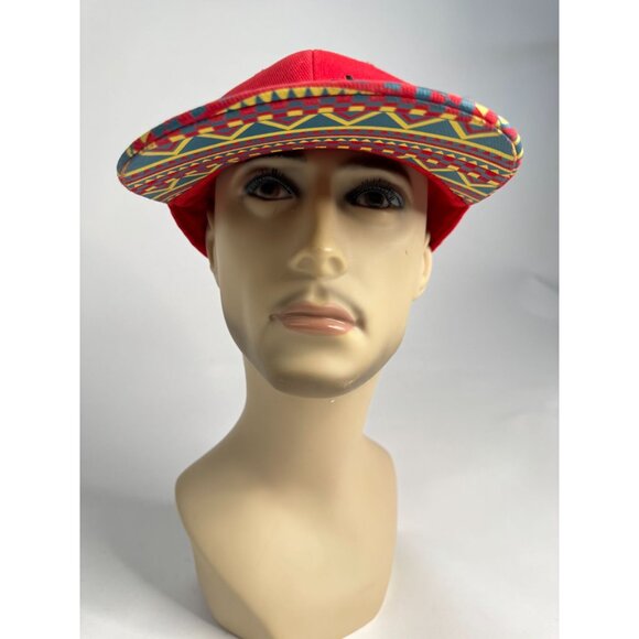 Sky Ranch Red Snapback Hat With Colorful Patterned Brim Adjustable Fit - Picture 9 of 16